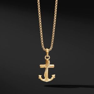 Hot selling s925 European and American style fashion trendsetter simple men's pendant classic gold navy anchor tag