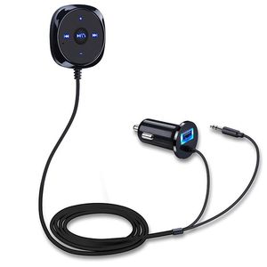 Поддержка Siri Hands Wireless Bluetooth Car Kit 3 5mm Aux Audio Music Receiver Player Rands Speaker 2 1A USB Car Charger285R