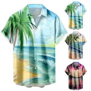 Men's Casual Shirts Men Thick Tee Shirt Mens Fashion Print Color Short Sleeved Floral Sleeve Loose