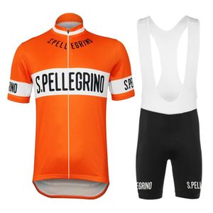 Sommaren 1976 Orange Retro Cycling Jersey och Bib Shorts Gel Breattable Pad Set Men Short Sleeve Mountain Cykling Road Bike 225J