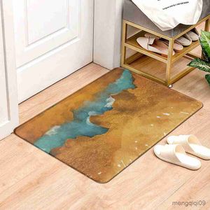 Carpets Golden blue marble Carpet Entrance Doormat Bath Floor Rugs Mat Anti-slip Kitchen Rug for Home Decorative Foot mat R230728