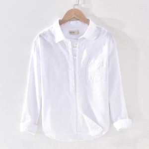 Men's Casual Shirts Solid Cotton Linen Long Sleeve Slim Business Dress Shirt Men Fashion Camisa Streetwears Male TS-600