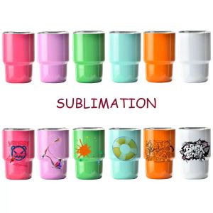 Sublimation 2oz 3oz Mini Shot Wine Glasses Tumbler Stainless Steel Beer Cup with straw and lid FY5618 0728