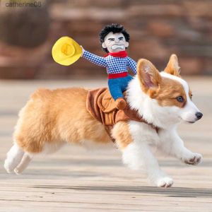 Fantasias engraçadas para cães de Halloween Roupas para animais de estimação Cowboy Vestir-se e casacos Bulldog Francês Chihuahua Roupas para cães de festa L230621