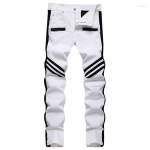 Jeans da uomo Pantaloni da uomo in denim elastico con impiombatura dritta dritta da uomo High Street Pantalones autunno in cotone bianco moda uomo