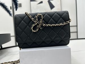 10A Nuova catena a farfalla hasp magnetico zip in metallo maniglie chip di autenticazione mini borsa a tracolla woc donna plaid borsa caviar pelle di pecora borsa a tracolla