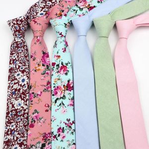 Bow Ties 5cm män Slim Tie Casual Cotton Fashion Floral Print Solid Color Skinny Designer smal Vintage Wedding Slitte Corbatas