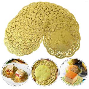 Masa Peçeti 100 PCS Tepsisi Dantel Kağıt Doilies Yuvarlak Kek Pad Tesis Edilebilir Dekorat Bez