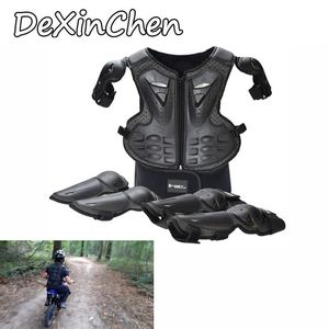 Coole schwarze Kinder-Motocross-Ganzkörperschutzpanzerung Brustwirbelsäule Knie-Ellenbogenschutz Motorradweste Anzüge Rot Blau Farbe Kinderrüstung244x