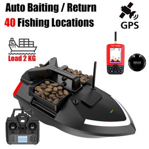 Elektrikli RC Tekneler Balıkçılık Aracı Akıllı 40 Puan V020 Sonar GPS Otomatik Dönüş RC Yem Tekne 2kg Yükleme 500m Fish Finder 230727 Gece Işıkları ile