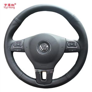 Yuji-Hong Artificial Leather Steering hjul täcker fodral för Volkswagen VW CC Tiguan Passat Touran Golf 6 Hand-sömnad Cover267T