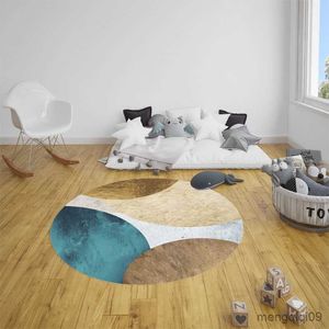 Teppiche Moderne Persönlichkeit einfacher runder Teppich Kinderaktivitätsbereich rutschfeste kleine Bodenmatte Wohnzimmer Heimdekoration Teppich R230728