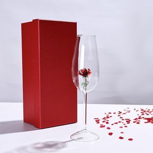 Bicchieri da vino Coppa calice in vetro a forma di rosa per la casa Champagne Red Design Sense Flutes Classy