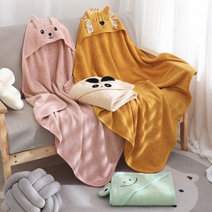 Blankets Swaddling Baby Ins Cotton Bath Towel Children Hooded Cute Cartoon Bathrobe Thickened Absorbent Infant Swaddle Blanket 230727