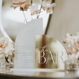 Outros suprimentos para festas de eventos 1 p Sinal de barra de acrílico em arco de ouro - Sinal de barra de casamento em arco de ouro - Bebidas exclusivas Sinal de casamento - Menu de barra de casamento - Sinalização de casamento 230728