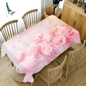 Table Cloth Pink Rose Pattern Tablecloth Cloth Rectangular Kitchen Table Cover Family Gathering Wedding Decorative Accessories R230726
