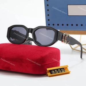 Herren-Designer-Sonnenbrille, Damen-Sonnenbrille, ovale Sonnenbrille, kleiner Rahmen, trendige Sonnenbrille, klassische G-Buchstaben, Outdoor-Strand, Luxus-Neuheitsbrille mit Etui 3552