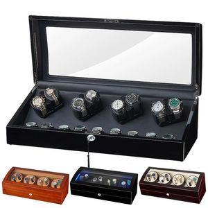 Titta på Winders 89 slots Automatisk Titta på Winder Box Wood Watch Winding Winder Storage Box Collection Display Case Import Motor LED -ljus 230727