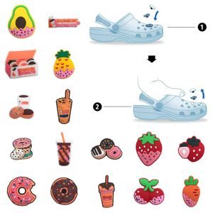 Sko delar tillbehör mönster charm för clog jibbitz bubbla glider sandaler pvc dekorationer jul födelsedagspresent party gynnare donut otbqt