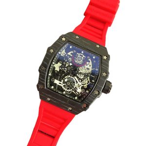 Mens Sports Watches Brand Fashion Hollow Skeleton Watch Rubber Strap Man Clock Relojes Para HOMBRE234B