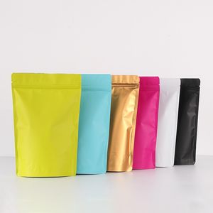 wholesale Thick Colorful frosted aluminum foil self standing sealing bag for food Dry Herb tea jewelry 9x13+3cm 10x15+4cm