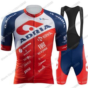 Cycling Jersey Sets Adria Mobil Set Summer Slovenia Team Clothing Men Road Bike Shirt Suit Bicycle Bib Shorts MTB Wear 230728