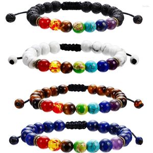Strand Colorful Yoga Chakra Buddha Beads Energy Armband 8mm Natural Crystal Stone Handwoven Bangle Gift For Women smycken