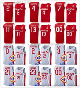 2023 Canada Maglie da basket Shai 2 Gilgeous-Alexander Jamal 27 Murray RJ 9 Barrett Alexander-Walker Olynyk Powell Robertson Scrubb Bell-Haynes Dort Brooks Joseph