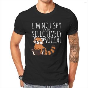 Мужские рубашки мужская застенчивая красная рубашка панда интроверт селективно социальная хлопчатобумажная одежда творческая футболка подарка с короткими рукавами