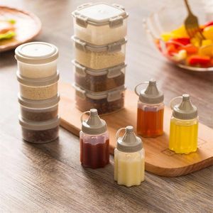 Storage Bottles 4PCS Plastic Squeeze Bottle Salad Dressing Box Outdoor Portable Containers Barbecue Spice Jar Kitchen Seasoning Too