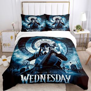 Bedding sets Wednesday Print Three Piece Set Fashion Article Children or Adults for Beds Quilt Covers Pillowcases Gifts 230727