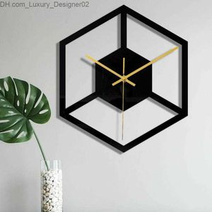 Wall Clocks Wall mounted clock decorative acrylic large modern 3D geometric clock for living room Z230728