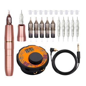 Máquina de Tatuagem BMX Maquiagem Permanente com 2 Cabeças Rose Gold Microblading Caneta Equipamento para Sobrancelhas Conjunto de Pistolas 3D 230728