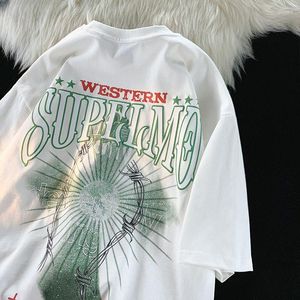 Herr t-skjortor t-shirt amerikansk tidvattenmärke kortärmad kvinnlig chic sommar lös street koreanska par toppar överdimensionerade skjorta y2k topp harajuku