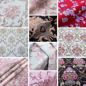 Tyg och sömnad Silk Satin Brocade Luxury Jacquard Retro Chinese Style Floral Brodery Diy Cheongsam Clothing Kimono Apparel 230727