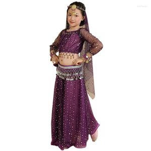 Roupas de ginástica 5 peças Crianças dança do ventre meninas Trajes de dança Crianças orientais Menina Bollywood Performance Dancewear