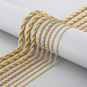 Altın renk/gümüş renk satan zincirler 316L Paslanmaz Çelik 2/2.4/3/4/5/6/7/8mm genişliğinde halat zincir kolye kadın erkekler moda takılar