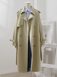 Trench Coats Feminino Casaco Feminino Seios Duplos Manga Longa Faixas Cor Sólida Temperamento Feminino Jaquetão Outwear Primavera Outono 2023