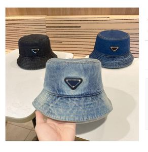 Designer denim hatt 2023 högkvalitativ mode män kvinnor cowboy hatt high end anpassad tvättad tung vikt denim tyg hink hatt p nya utsökta sommarhattar