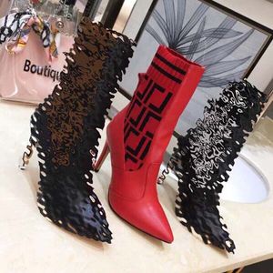 Women Designer Boots Silhouette Ankle Boot Martin Booties Stretch High Heel Sneaker Winter Womens Shoe Chelsea Motorcycle Riding Woman Martin 003