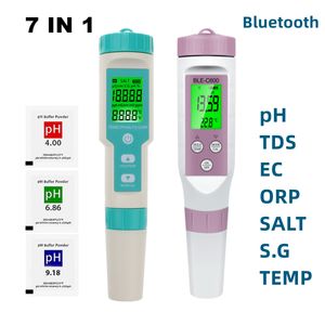 PH-метры синие зубные цифровые 7 в 1 PH-метр pH/TDS/EC/ORP/соленость/SG/Temp Meter Caffice Monitor Tescer Tester Аквариумы 230728