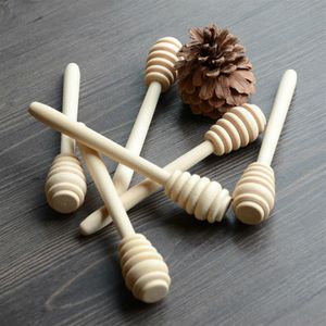 Whole- 100pcs lot 14cm Length Wooden Honey Stirring Stick Wood Honey Spoon Dipper Party Supply213S