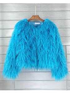 Women's Fur Faux Fur Colorful Women Coats Autumn Winter New Fashion Pink Faux Fur Coat Elegant Thick Warm Outerwear Fake Fur Woman Jackets HKD230727