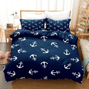 Sängkläder sätter nautiska havets ankare sätter andens täcke täcke set king queen säng linne med örngott sängkläder 230727