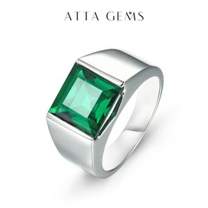 Alianças de casamento anel de prata esmeralda 925 joias 4,8 quilates em quadrado 10 mm criado cor verde com qualidade superior para homens 230727