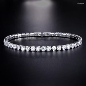 Link Bracelets 14K Gold Plated 4mm Cubic Zirconia Classic Tennis Bracelet | For Women Size 6.5-7.5 Inch