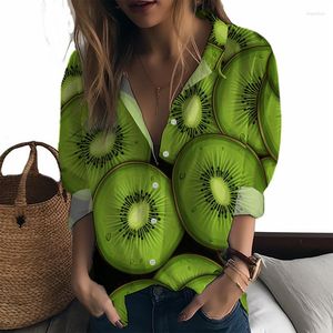 Bluzki damskie 2023 Lady koszula kiwi 3D drukowane w stylu swobodnym damskim trendem mody Wysoka jakość