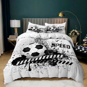 Sängkläder sätter cool fotbollsfotboll 3D Set Däcke täckningskuddar tröskel säng linne rumsdekor för pojkar gåva tvilling drottning kung storlek 230727