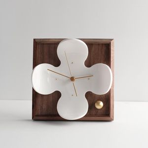 Orologio da tavolo orologio da scrivania in legno noce orologio per la casa del desktop per la casa del desktop