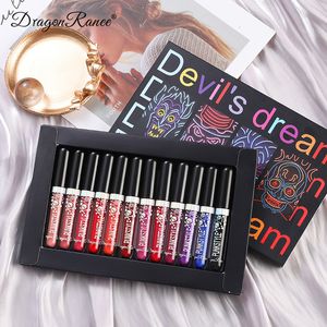 Läppstift 12 färger Box Glitter Lip Gloss Set Lipstick Diamond Watertproof Longing Diy Lipgloss Kit med läppfärg för Halloween Makeup 230727